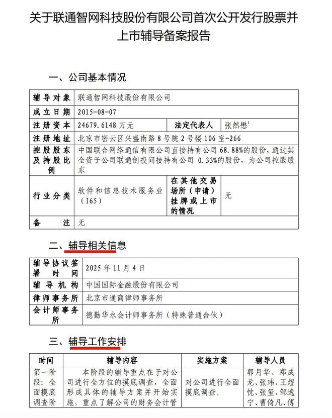 6921% 控股 + 三次冲上市！联通分拆智网科技闯创业板辅导前法人突然换了(图1)